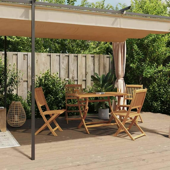 vidaXL Gazebo Canopy Tent Patio Pavilion Sunshade with Curtains Cream Steel