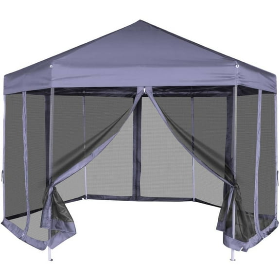 vidaXL Gazebo Hexagonal Pop-Up Canopy Party Tent Sunshade with 6 Sidewalls