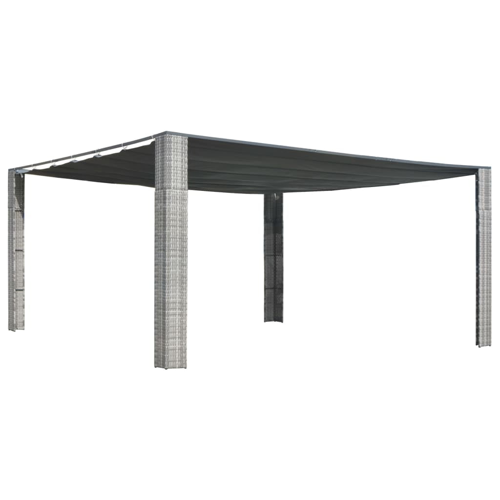 Gray and Anthracite Poly Rattan Gazebo with Sliding Roof