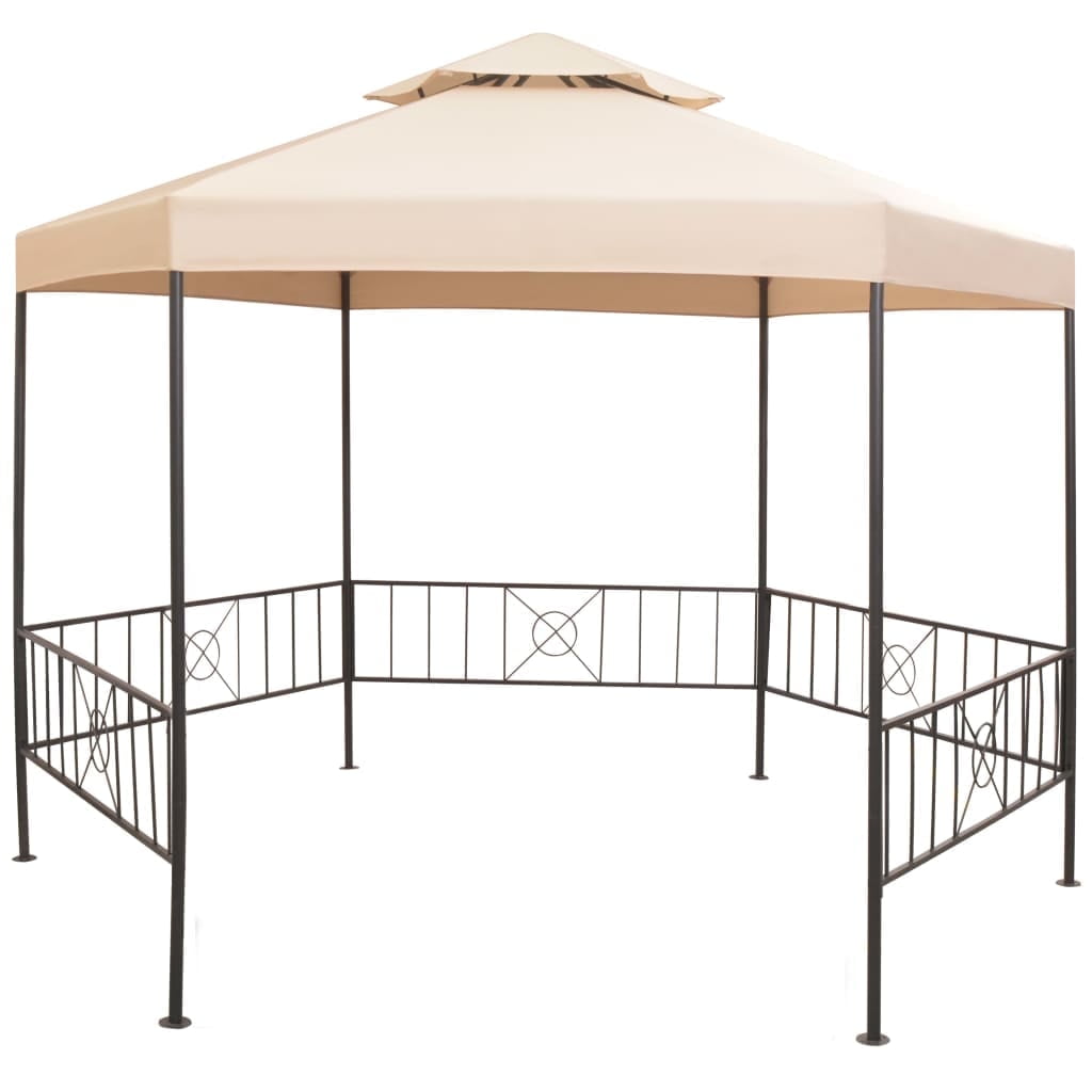 Beige Polyester Garden Gazebo with Powder-Coated Steel Frame