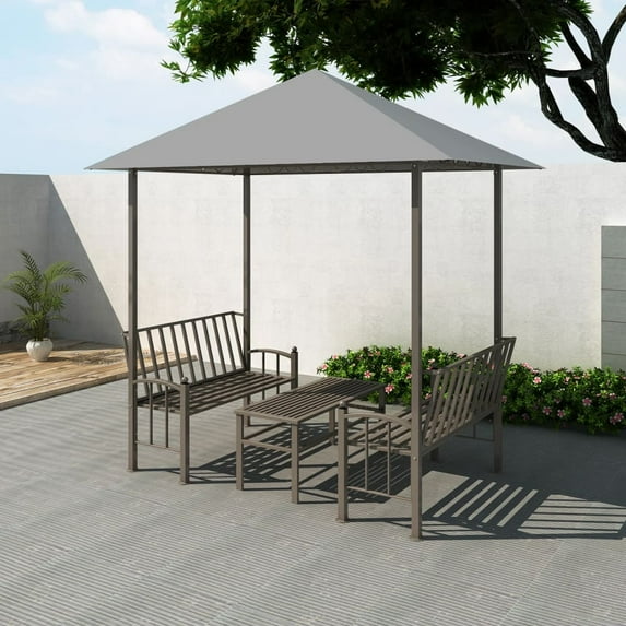 vidaXL Gazebo Patio Pavilion with Table and Benches Sun Shelter Canopy Tent