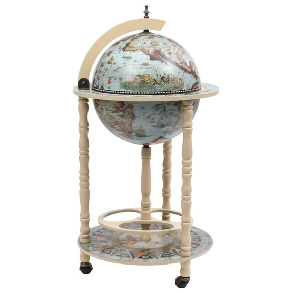 vidaXL Globe Bar Cabinet Solid Eucalyptus Wood 18.5 x 18.5 x 40.2 Inches