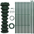 thumbnail image 1 of vidaXL Green PVC Coated Chain Link Fence with 7 Posts, 49' 2" Length, 1 of 53