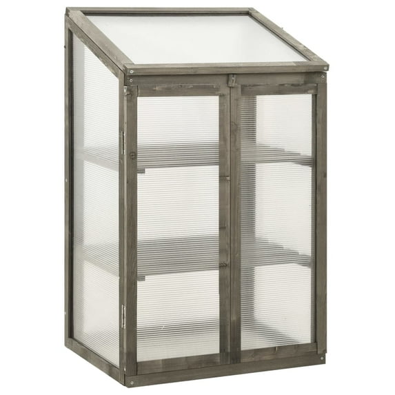 vidaXL Greenhouse Grey Solid Firwood, PC board 23.6x17.7x39.4 in