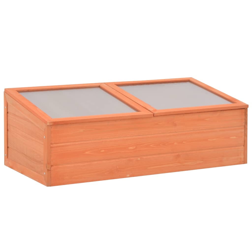 vidaXL Greenhouse Natural wood Wood and PC board 39.4 x 19.7 x 13.4 in