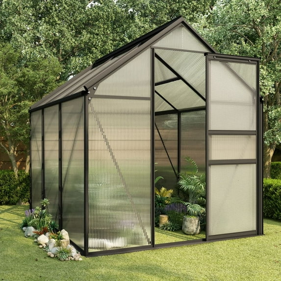 vidaXL Greenhouse Anthracite and transparent Aluminum, Polycarbonate Large