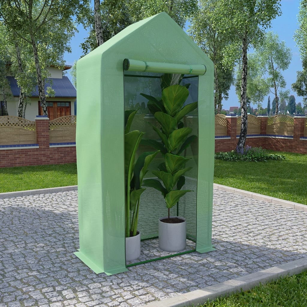 vidaXL Green PE Mesh Fabric Greenhouse Steel Frame 3.3'x1.6'x6.2' 5.4 ft² for Home Garden