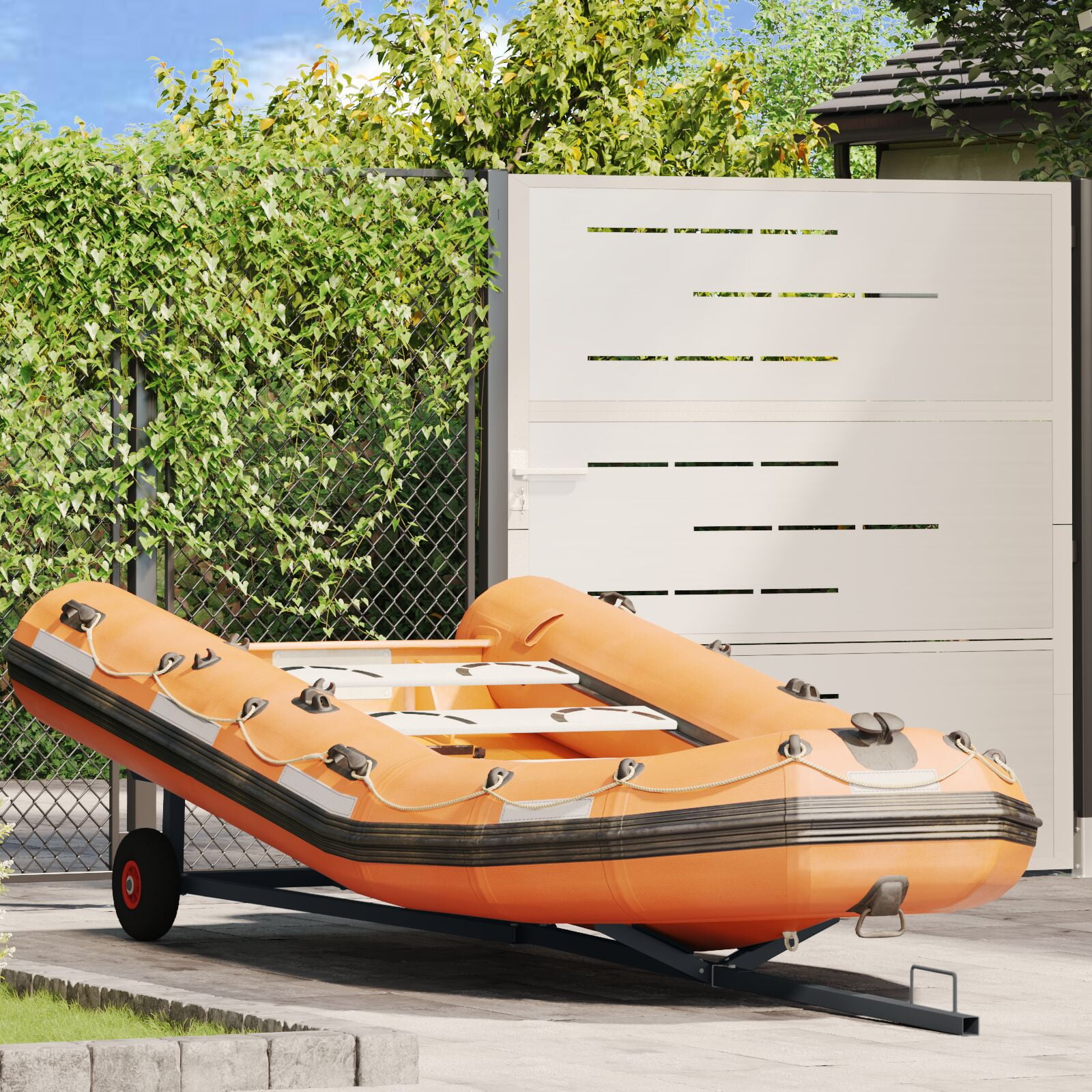 vidaXL Grey Steel, Plastic Large Boat Trailer Rectangular Industrial