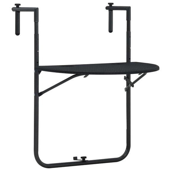 vidaXL Hanging Balcony Table Folding Outdoor Patio Table Rattan Look Plastic