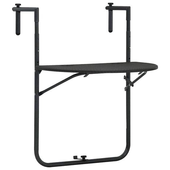 vidaXL Hanging Balcony Table Folding Outdoor Patio Table Rattan Look Plastic