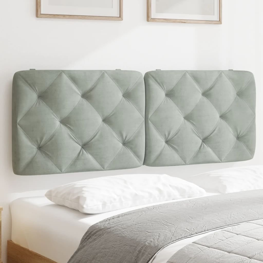 vidaXL Headboard Cushion Light Gray Velvet (100% polyester) 54 in