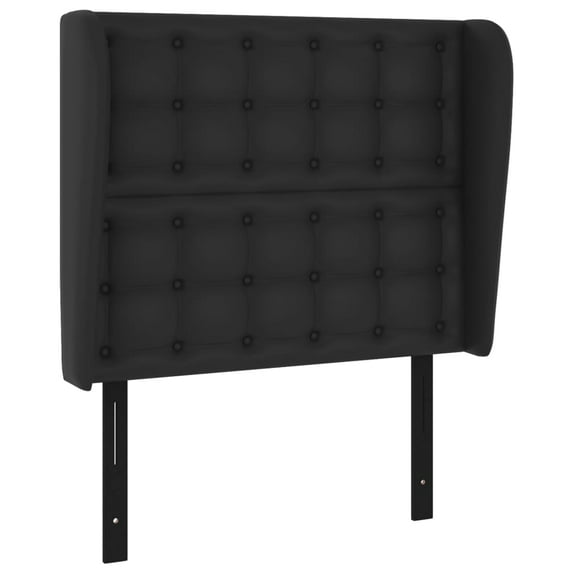 vidaXL Headboard with Ears Black 40.6"x9.1"x46.5"/50.4" Faux Leather