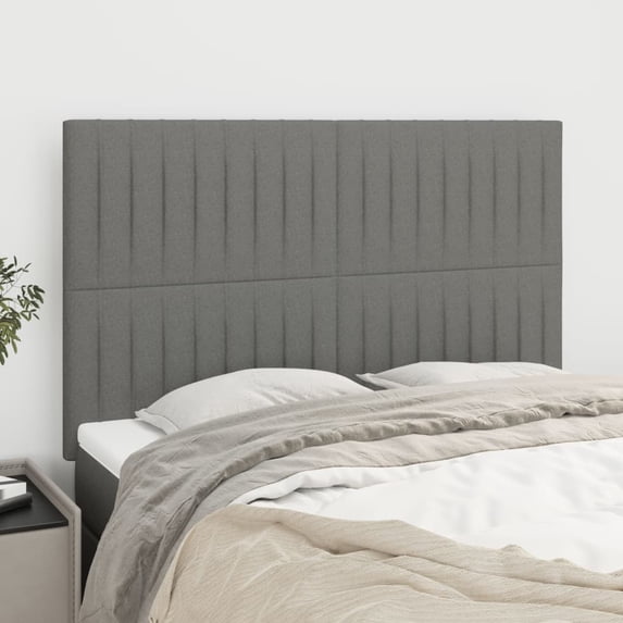vidaXL Headboards 4 pcs Dark Gray 28.3"x2"x30.7"/34.6" Fabric