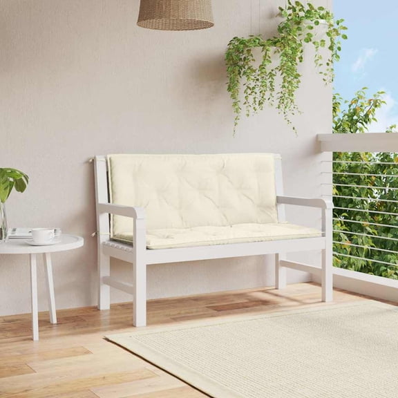 vidaXL Indoor/Outdoor Bench Cushions 2 Pcs, Non-Slip, Water-Repellent, Cream White 47.2"x19.7"x2.8"