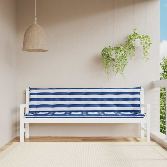 vidaXL Indoor/Outdoor Bench Cushions 2 pcs, Water-Repellent, Blue&White Stripe 78.7"x19.7"x2.8"