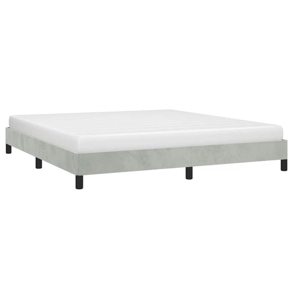 vidaXL King Bed Frame, Velvet Upholstered Platform Bed Frame, Light Gray, No Mattress
