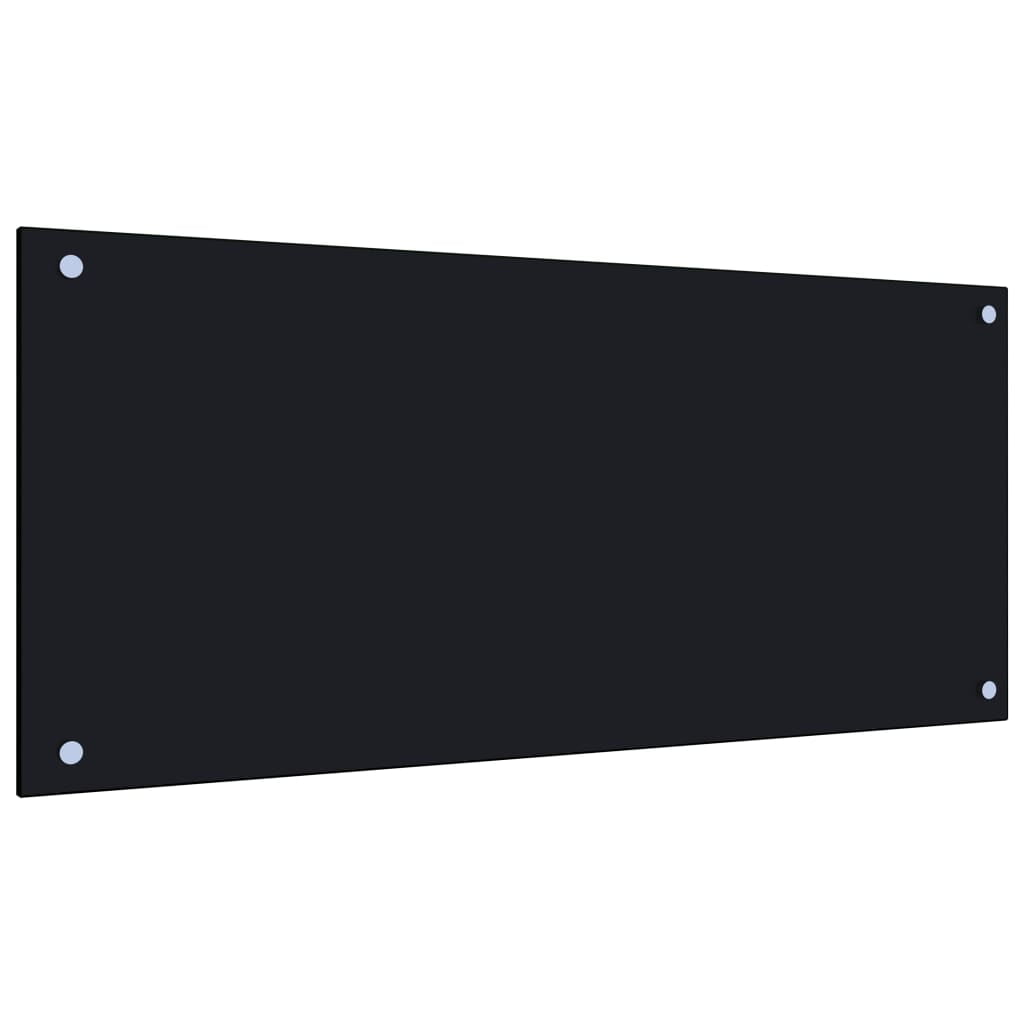 Black Tempered Glass Peel & Stick Kitchen Backsplash 35.4" x 15.7"