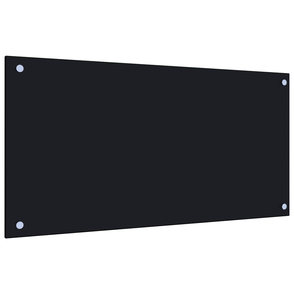 Black Tempered Glass Peel & Stick Kitchen Backsplash Panel