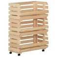 thumbnail image 1 of vidaXL Kitchen Cart Vegetable Storage Basket Rolling Cart Solid Wood Pine, 1 of 28
