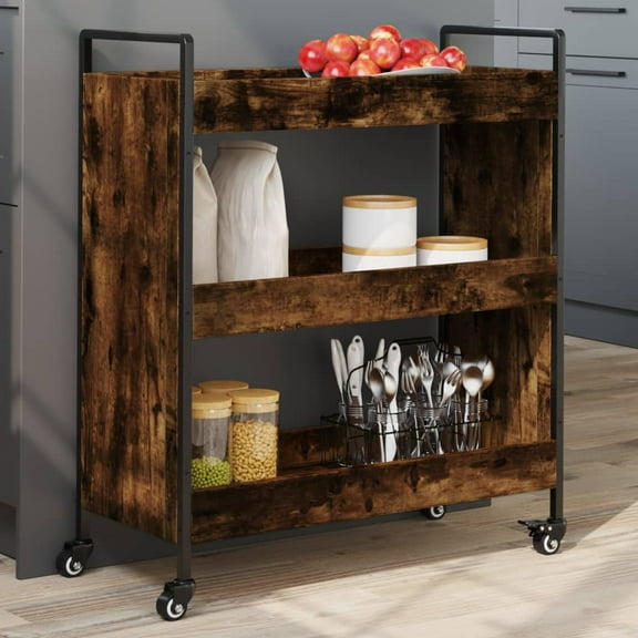 vidaXL Kitchen Trolley Black 27.6"x11.8"x32.3" Engineered Wood