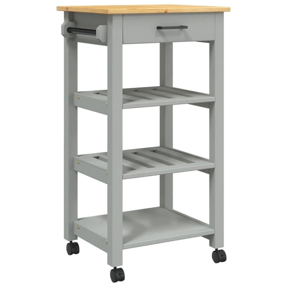 vidaXL Kitchen Trolley MONZA Solid Pine Wood Rolling 1-Count 18.9" x 15.7" x 35.4"