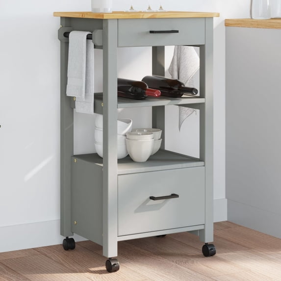 vidaXL Kitchen Trolley Rolling Cart on Wheels Living Room Solid Wood Pine