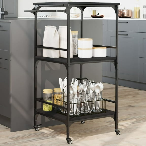 vidaXL Kitchen Trolley Rolling Utility Storage Living Room Engineered Wood