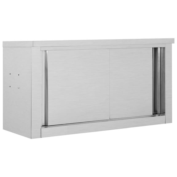 vidaXL Kitchen Wall Cabinet with Sliding Doors Stainless Steel Multi Sizes
