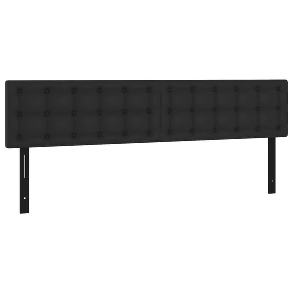 vidaXL LED Headboard Black 63"x2"x30.7"/34.6" Faux Leather
