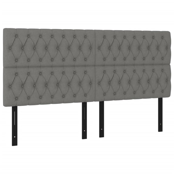 vidaXL LED Headboard Dark Gray 78.7"x2.8"x46.5"/50.4" Fabric