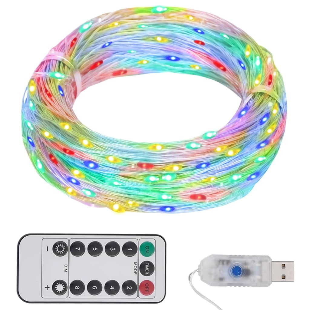 Multicolor 98.4' LED Christmas Tree Lights with Remote Control