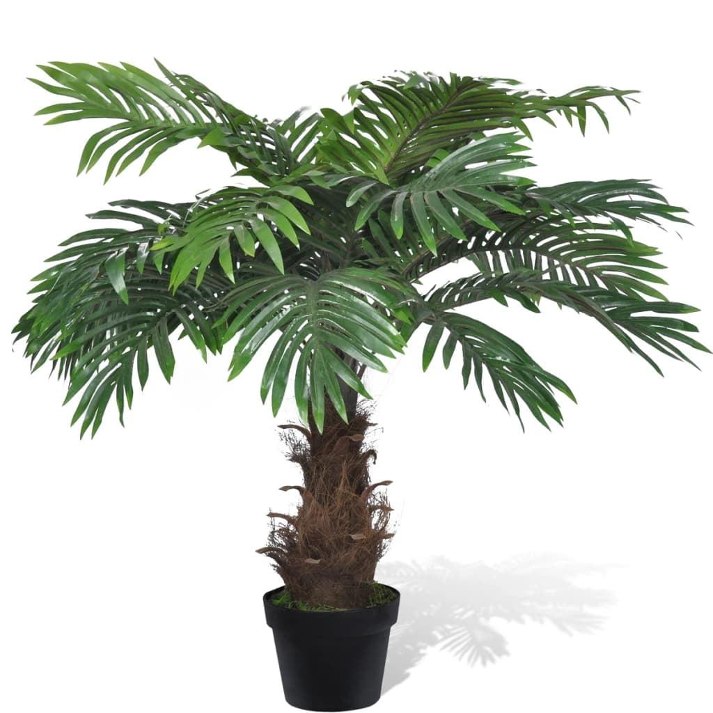 Lifelike Green Plastic Cycas Palm Floor Plant with Pot