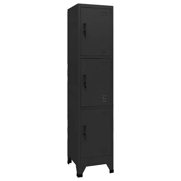vidaXL 1 Piece Steel Locker Cabinet Black 15"x17.7"x70.9" for Adults Home Office