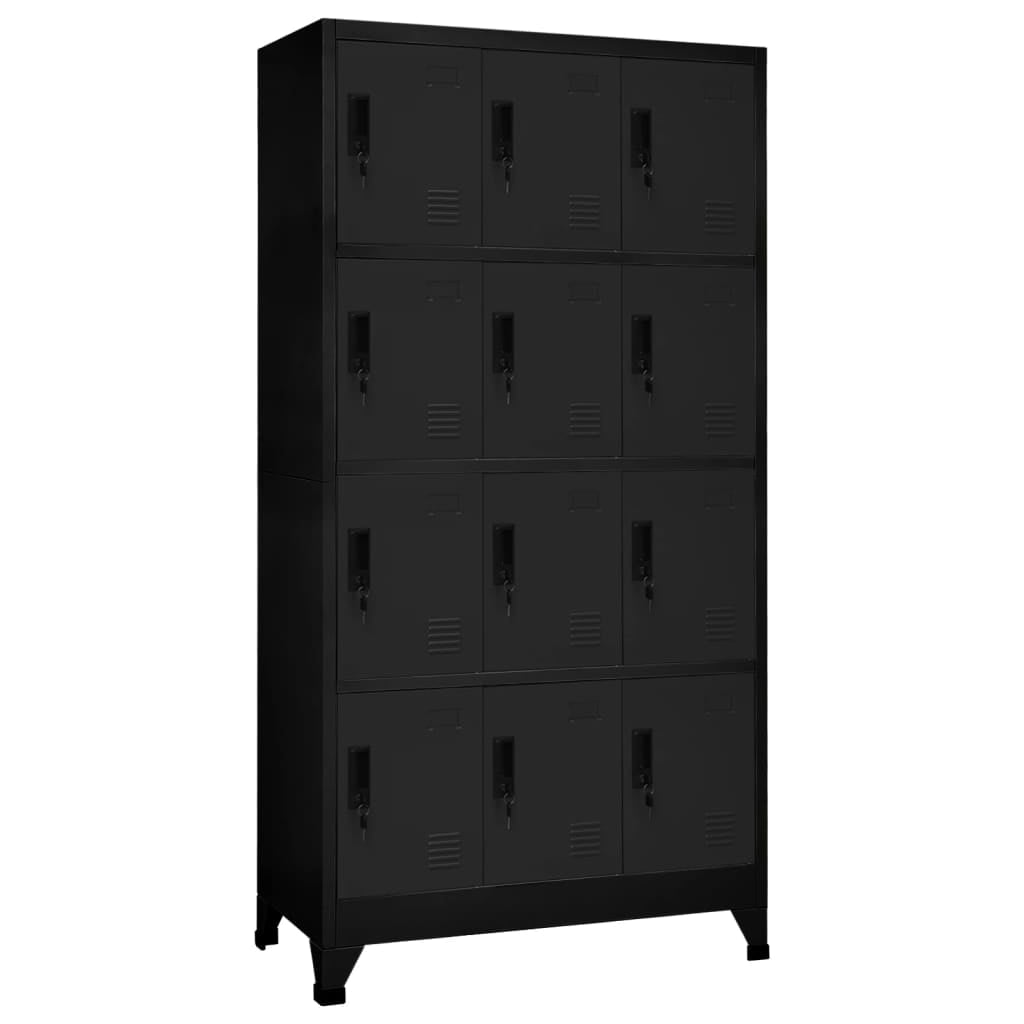 vidaXL Locker Cabinet Black 35.4"x17.7"x70.9" Steel