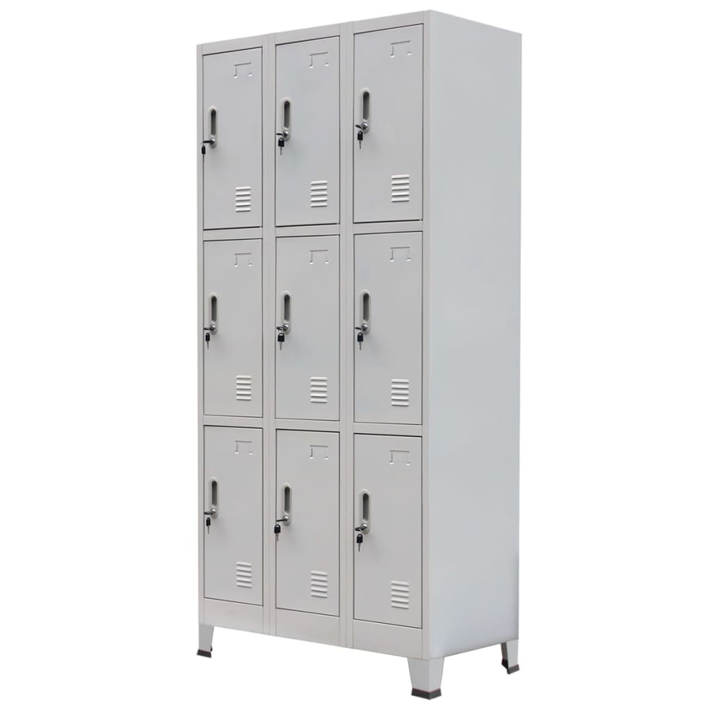 vidaXL Locker Cabinet with 3 Compartments Steel 35.4"x17.7"x70.9" Gray - image 1 of 25