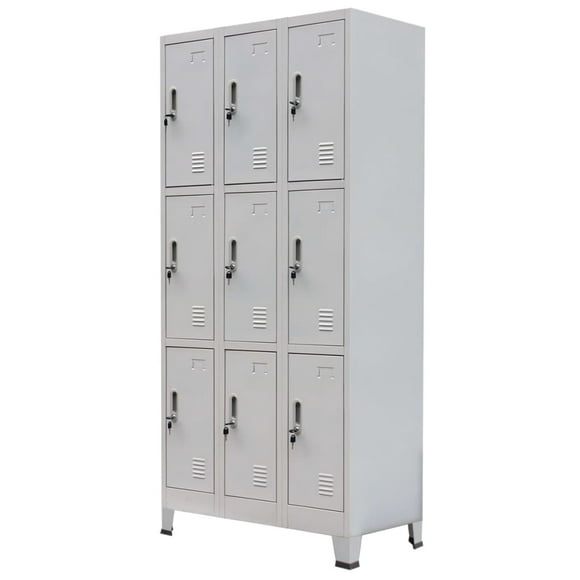 vidaXL Locker Cabinet with 3 Compartments Steel 35.4"x17.7"x70.9" Gray