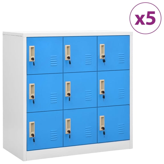 vidaXL Locker Cabinets 5 pcs Light Gray and Blue 35.4"x17.7"x36.4" Steel