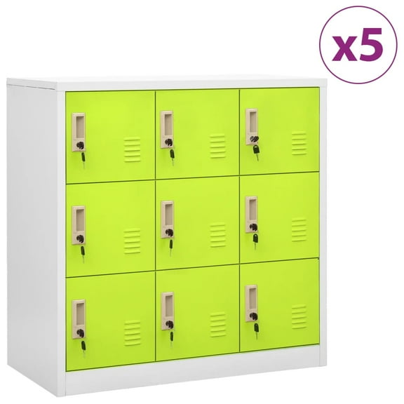 vidaXL Locker Cabinets 5 pcs Light Gray and Green 35.4"x17.7"x36.4" Steel