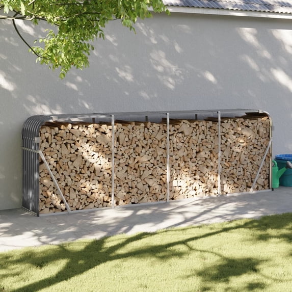 vidaXL Log Holder Outdoor Indoor Storage Firewood Rack Stand Galvanized ...