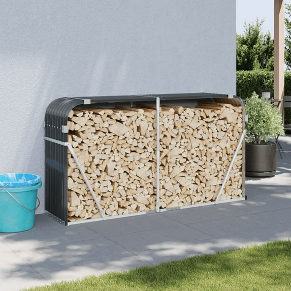 vidaXL Log Holder Outdoor Indoor Storage Firewood Rack Stand Galvanized Steel