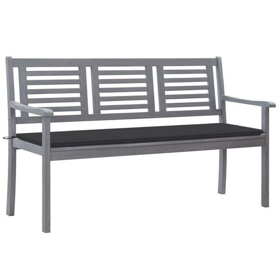 vidaXL Loveseat Accent Patio Bench Furniture with Cushion Eucalyptus Wood