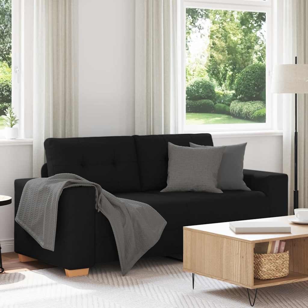 vidaXL Loveseat Sofa Black 55.1" Fabric