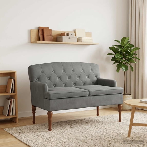 vidaXL Loveseat with button tufted Dark Grey 43.70 x 25.59 x 31.10 in