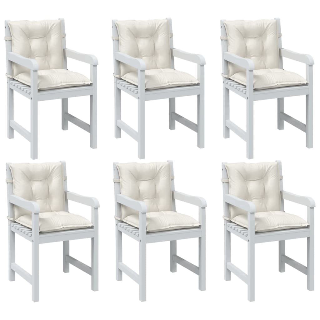 vidaXL Lowback Chair Cushion Set of 6 Melange cream 100% polyester