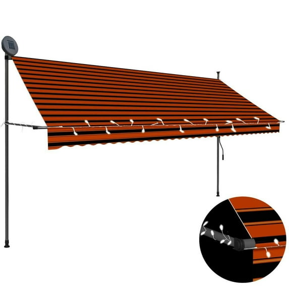 vidaXL Manual Retractable Awning with LED and Folding Arm Multi Colors/Sizes
