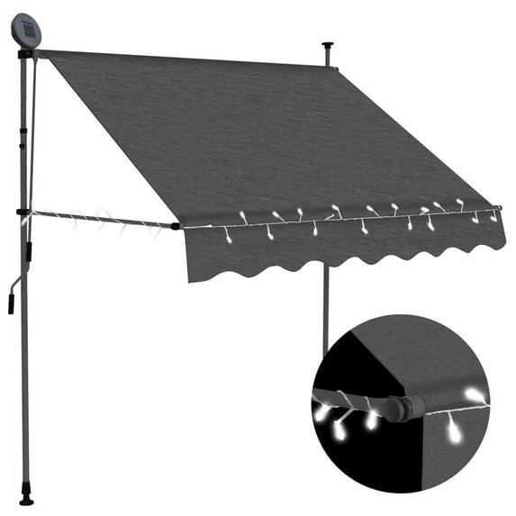 vidaXL Manual Retractable Awning with LED and Folding Arm Multi Colors/Sizes