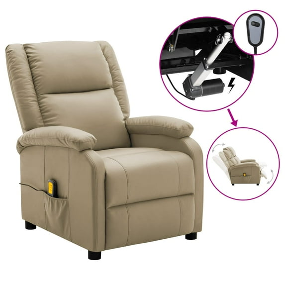 vidaXL Massage Chair Massaging Recliner Push Chair for Elderly Faux Leather