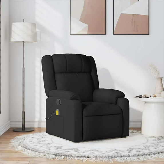 vidaXL Massage Recliner Chair for Living Room, 6-Point Vibration Adjustable, Black Fabric