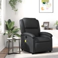 thumbnail image 1 of vidaXL Massage Recliner Chair Black Real leather, metal, plywood Large, 1 of 5
