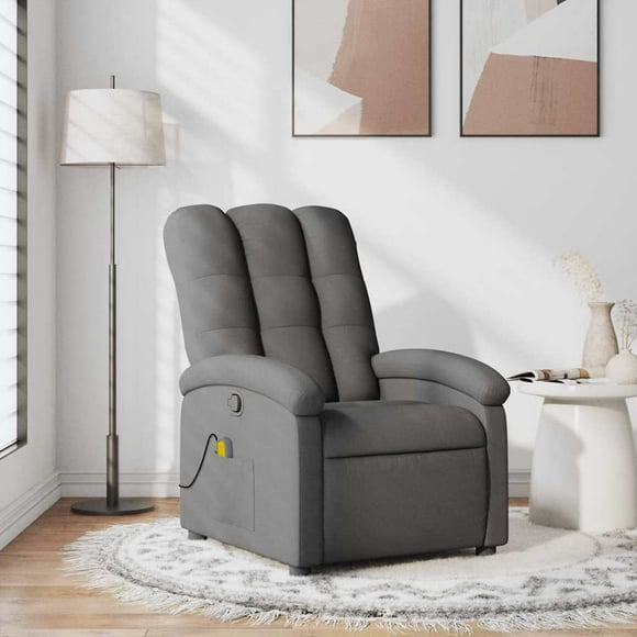 vidaXL Massage Recliner Chair, Adjustable Backrest/ Footrest, Dark Gray Fabric Reclining Sofa
